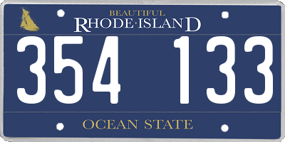 RI license plate 354133