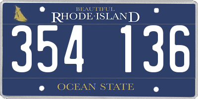 RI license plate 354136