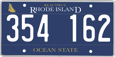 RI license plate 354162