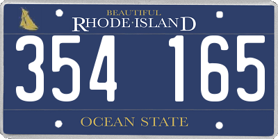 RI license plate 354165