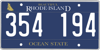 RI license plate 354194