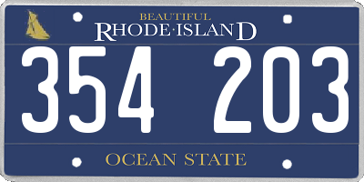 RI license plate 354203