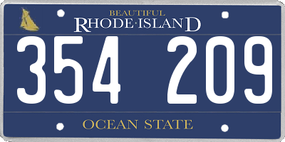 RI license plate 354209