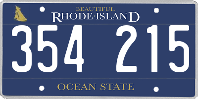 RI license plate 354215