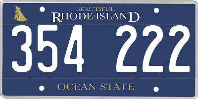 RI license plate 354222
