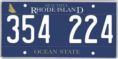 RI license plate 354224