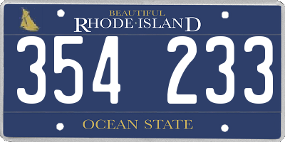 RI license plate 354233