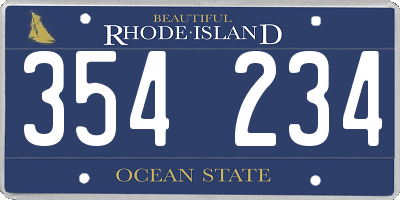 RI license plate 354234