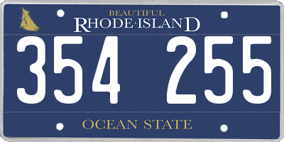 RI license plate 354255