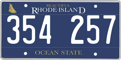 RI license plate 354257
