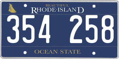 RI license plate 354258
