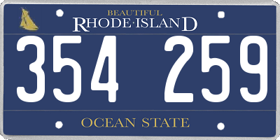 RI license plate 354259