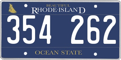RI license plate 354262