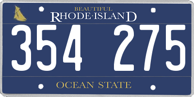 RI license plate 354275