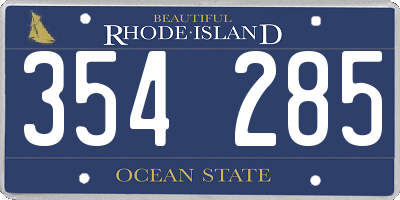 RI license plate 354285