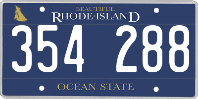 RI license plate 354288