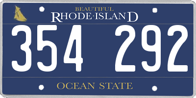 RI license plate 354292