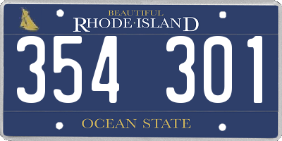 RI license plate 354301