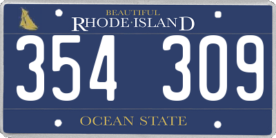 RI license plate 354309