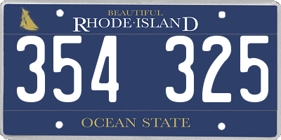 RI license plate 354325