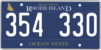 RI license plate 354330
