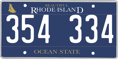 RI license plate 354334