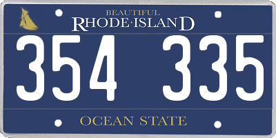 RI license plate 354335