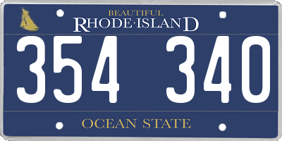 RI license plate 354340