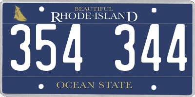 RI license plate 354344