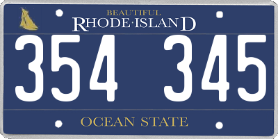 RI license plate 354345
