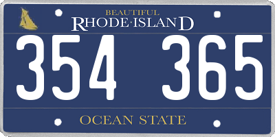 RI license plate 354365