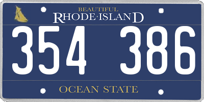 RI license plate 354386