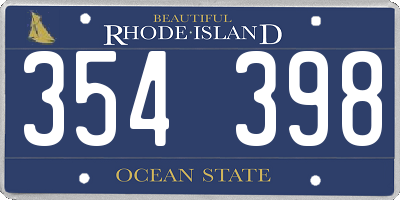 RI license plate 354398