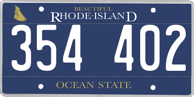 RI license plate 354402