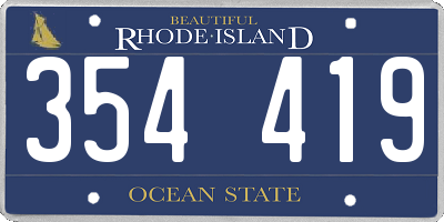 RI license plate 354419