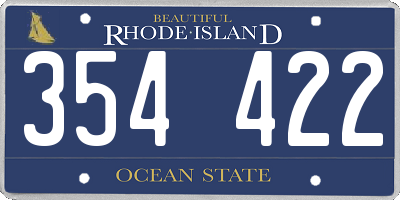 RI license plate 354422