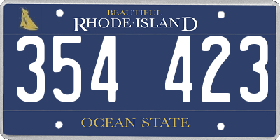 RI license plate 354423