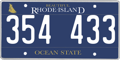 RI license plate 354433