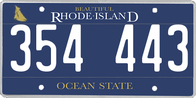 RI license plate 354443