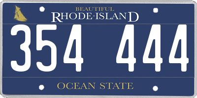 RI license plate 354444