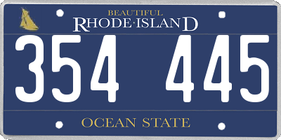 RI license plate 354445