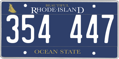RI license plate 354447