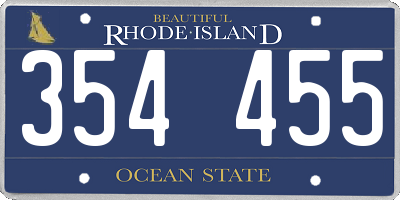 RI license plate 354455