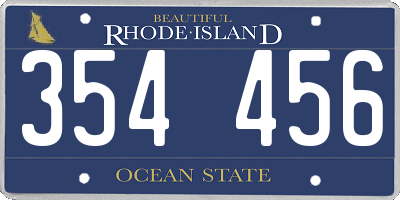 RI license plate 354456