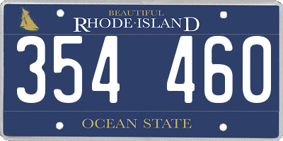 RI license plate 354460