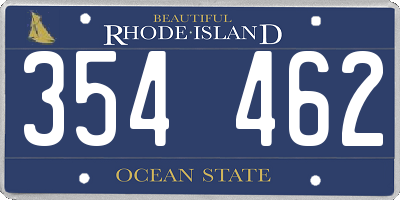RI license plate 354462