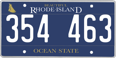 RI license plate 354463
