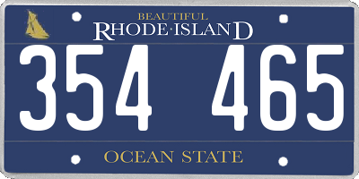 RI license plate 354465