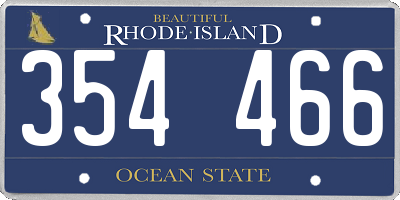 RI license plate 354466