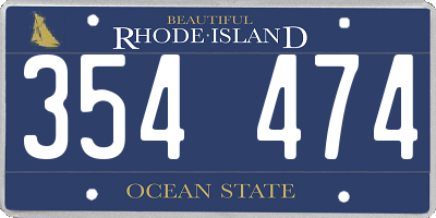 RI license plate 354474